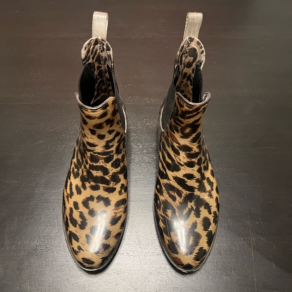 J. Crew Leopard Rain Booties Size 8.5 - Picture 3 of 4